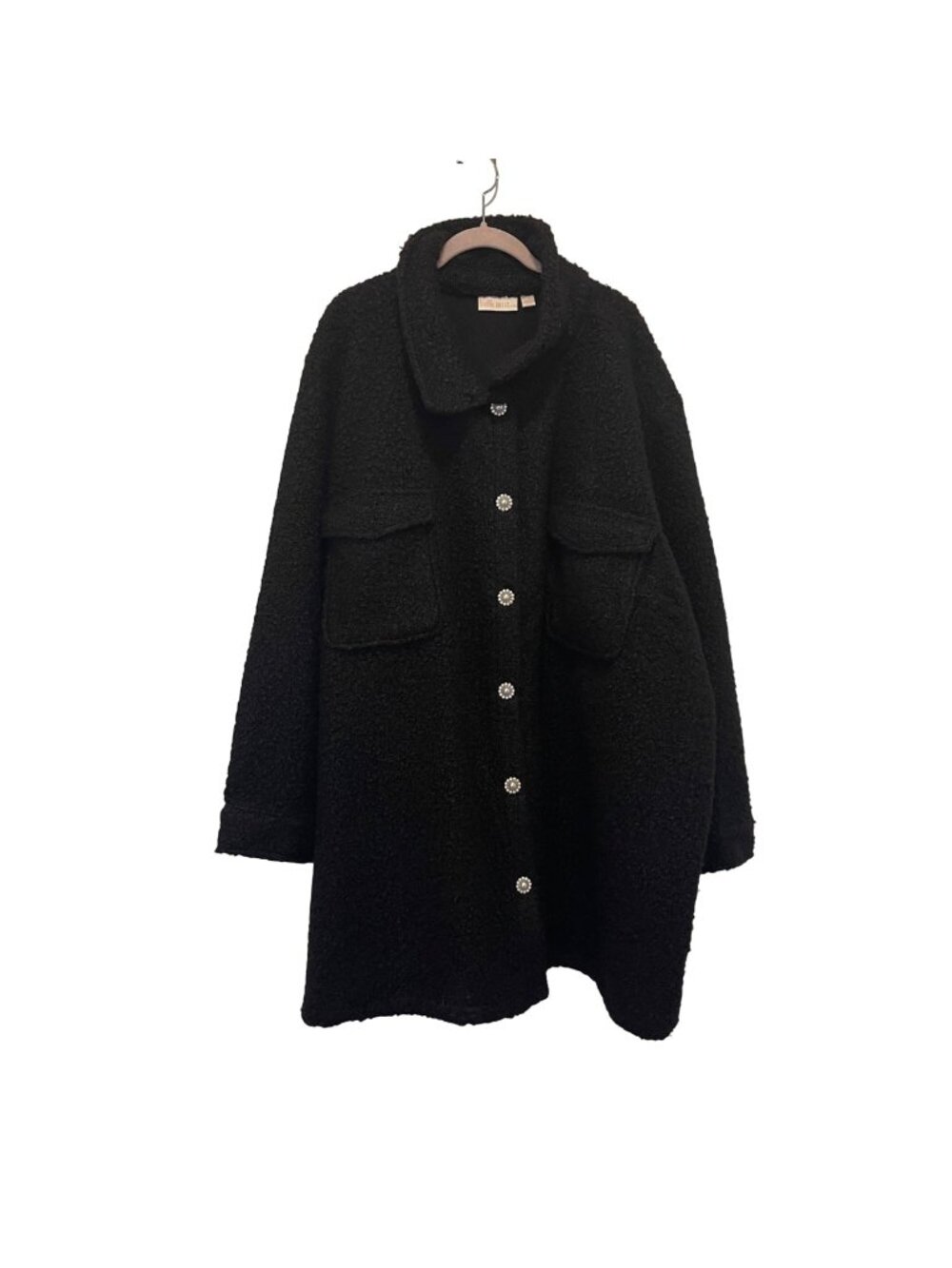 NWOT Belle By Kim Gravel Black Sherpa Oversized Jacket Womens 5X NEW